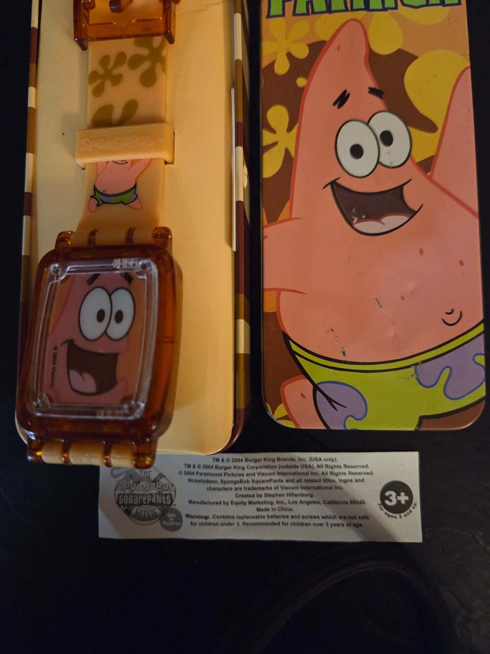 2004 Burger King SpongeBob SquarePants Movie Patrick Star Digital Watch with Tin